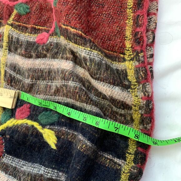 Anthropologie Aszakka Embroidered Beaded Wool Blend Poncho Cape Sweater S M L XL - Picture 11 of 13
